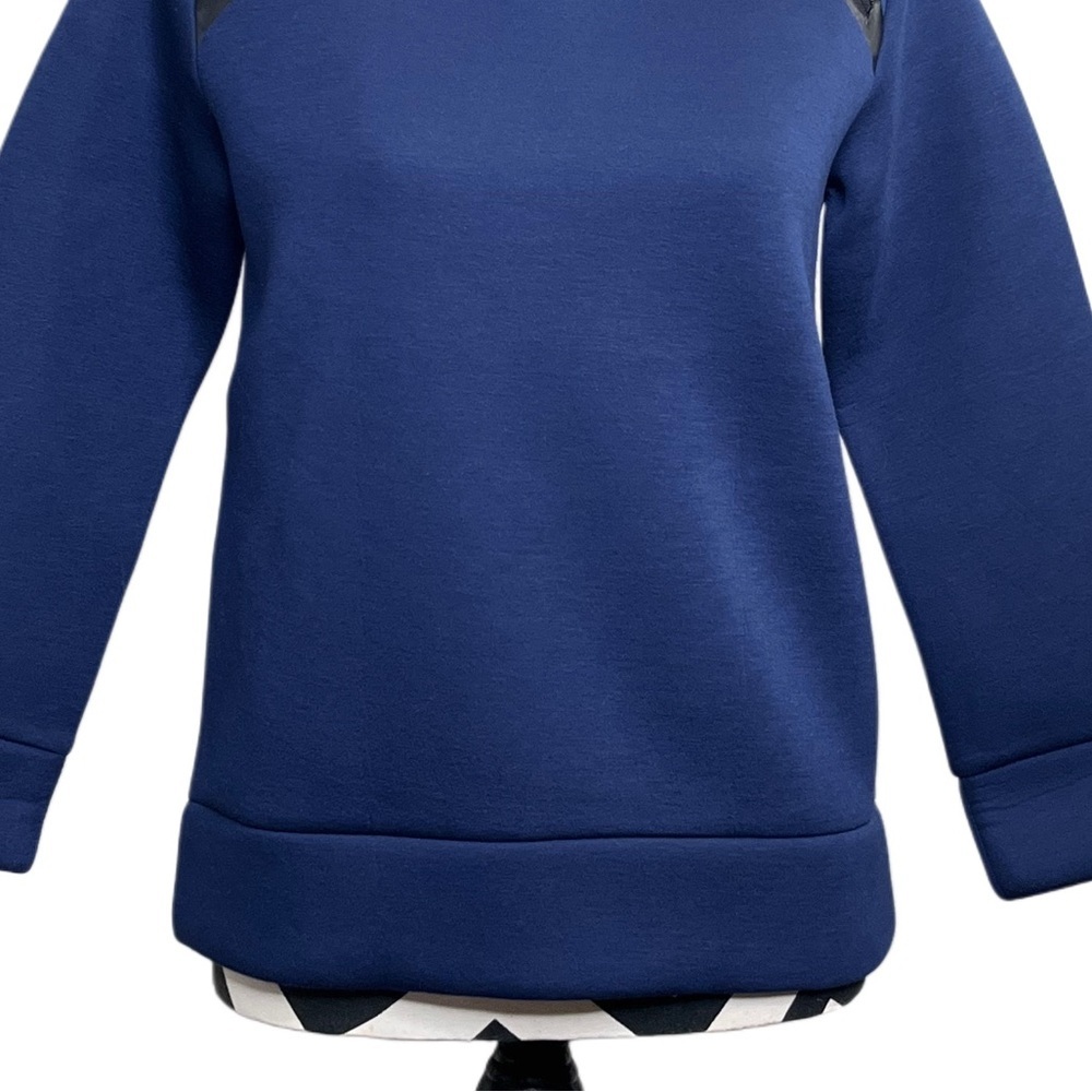 Kate Spade Saturday Neoprene Scuba Navy Blue Sz XS Double Zip Crewneck Sweater - Picture 4 of 10